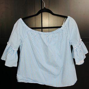 Off-the-shoulder Striped Blouse